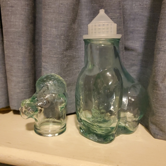 Art Glass  7" Aquamarine Poodle Dog DECANTER Stopper Genie Bottle Italy - Picture 6 of 6